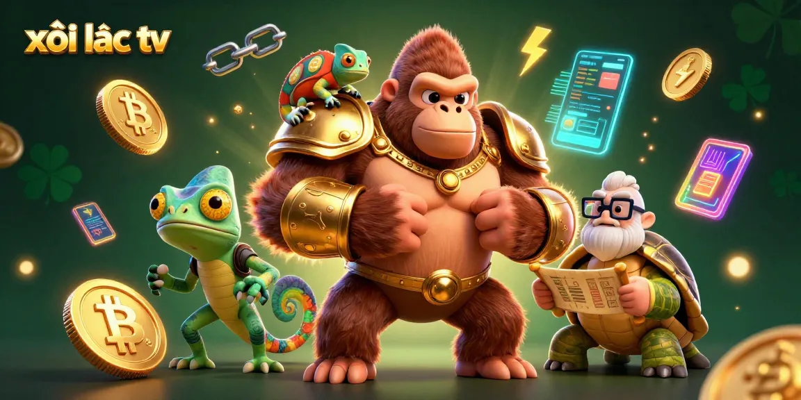 Xôi lạc tv showcases a vibrant scene with a powerful gorilla king and gambling elements, emphasizing dynamic betting.