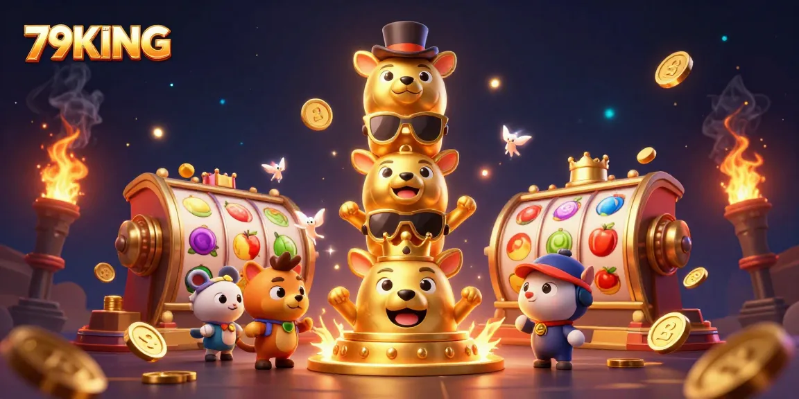 Spin the reels with 79KING and win jackpots in this vibrant casino scene.