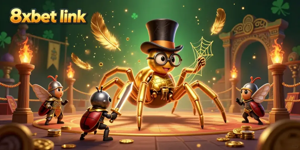 Experience thrilling gameplay at 8xbet link with a vibrant casino-themed illustration.