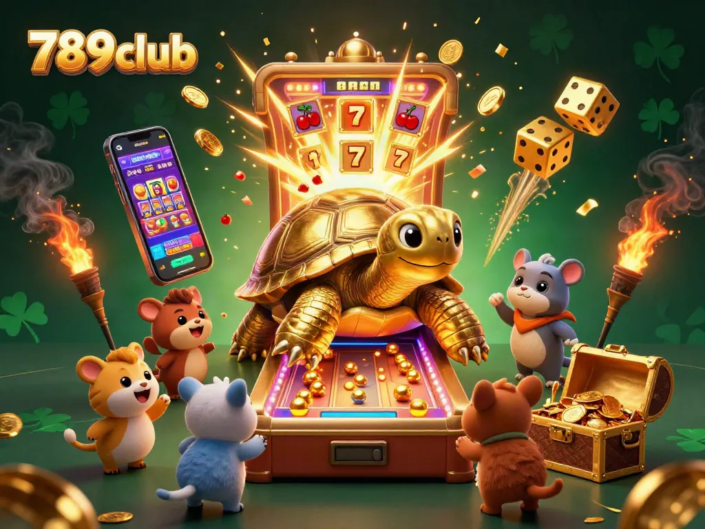 Experience thrilling games at 789club with a vibrant 3D illustration showcasing fun and excitement.