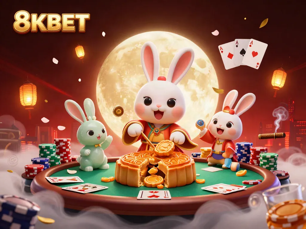 Experience 8KBET’s vibrant casino atmosphere with dynamic characters interacting amidst poker scenes.