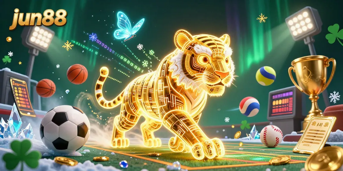 Experience thrilling sports betting at jun88 with features like golden trophies and dynamic sports elements.