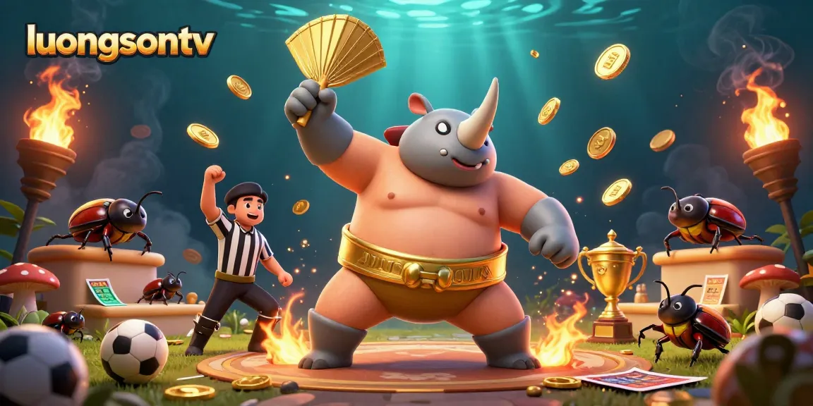 Experience thrilling sports betting action with luongsontv as a rhinoceros beetle champion stomps gold coins!