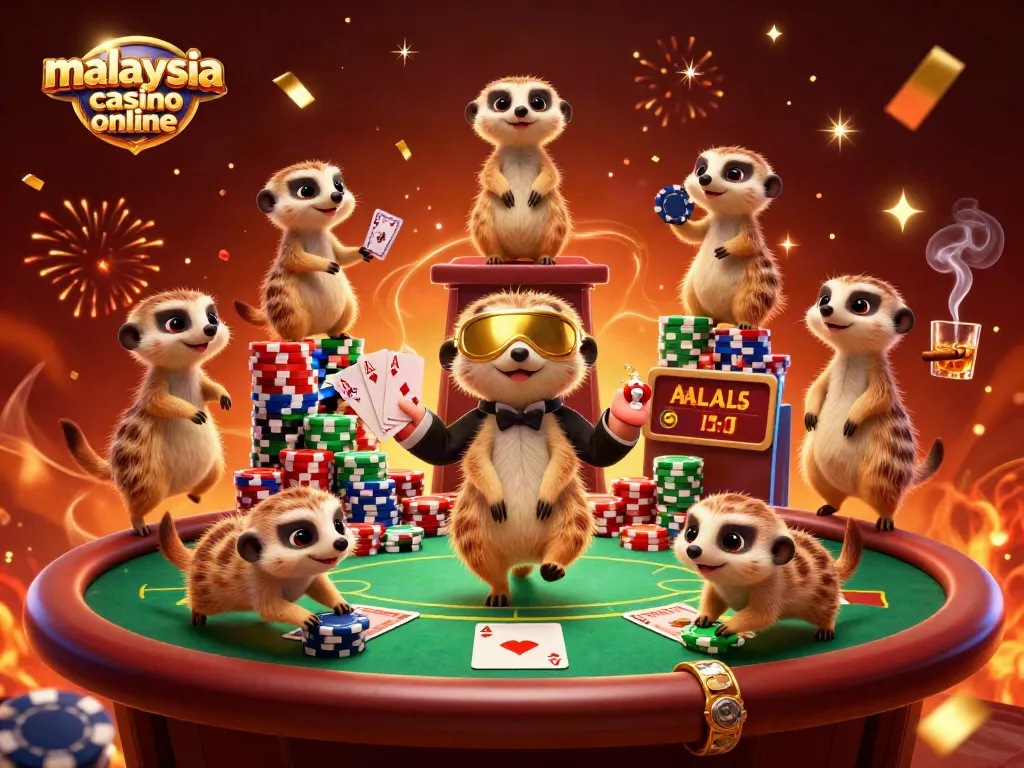 Experience thrilling action at malaysia casino online with meerkats managing a vibrant gaming scene.