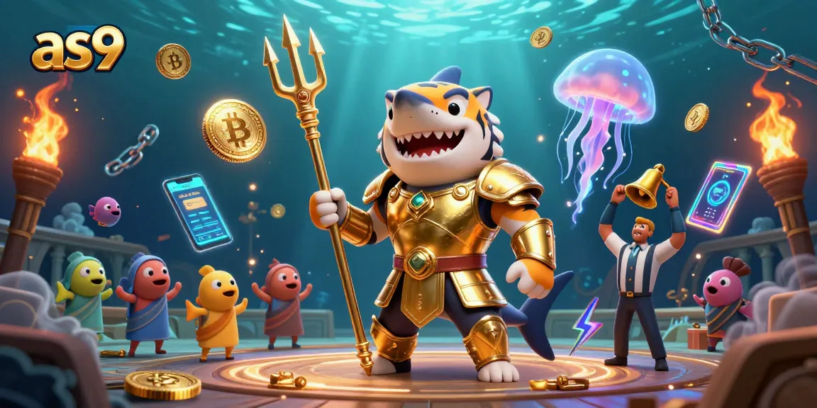 Engage with as9's thrilling underwater casino adventure featuring a tiger shark and crypto elements