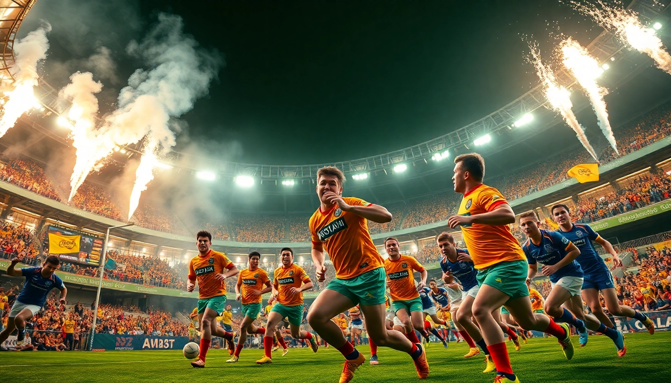 Intense match in Vô Địch Quốc Gia Australia showcasing player action and fan engagement.