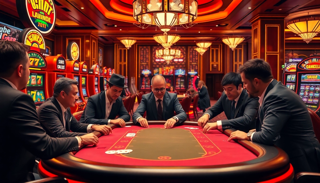 Experience thrilling gaming moments at 88vv casino with poker tables and vibrant slot machines.