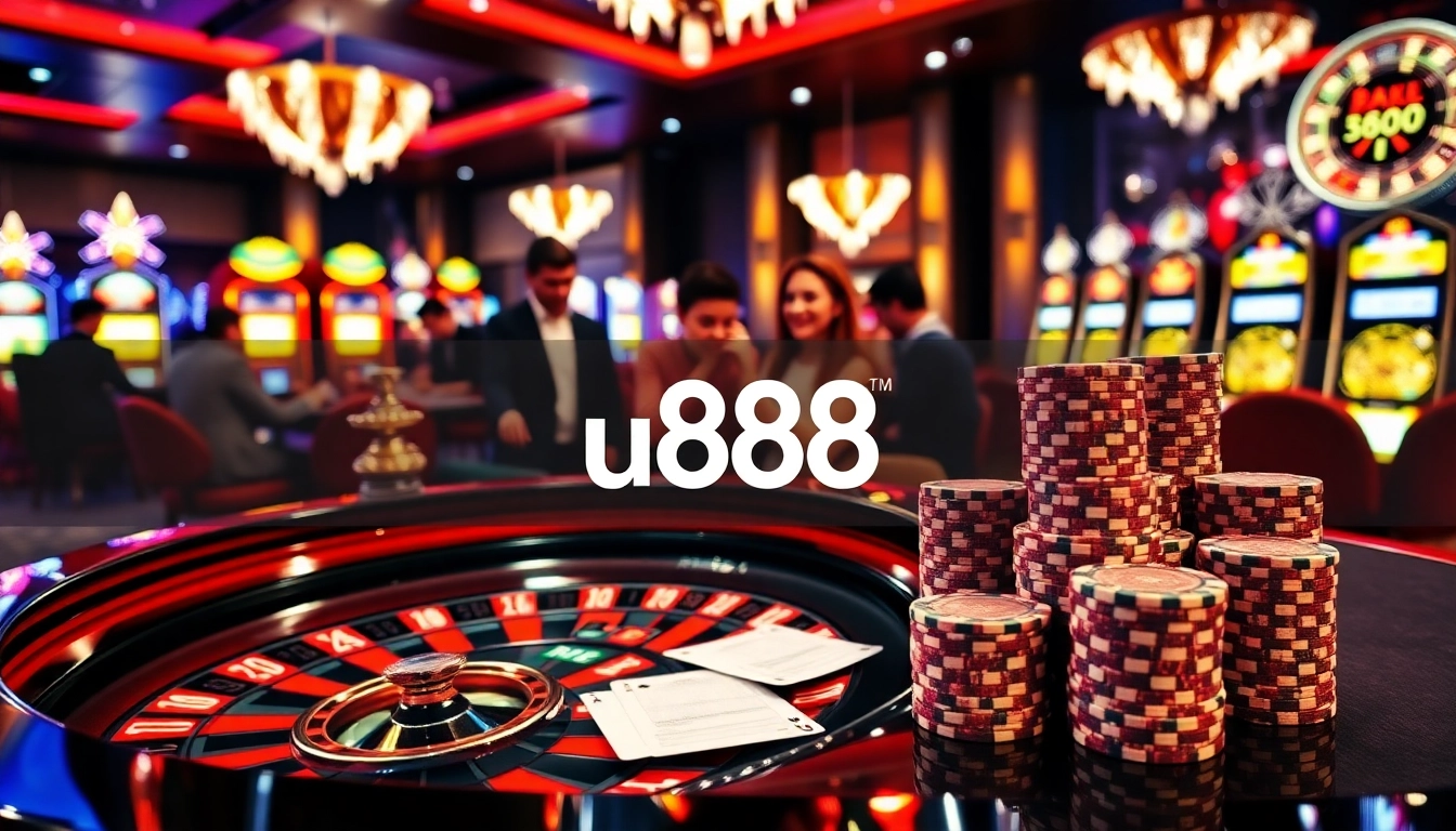 Experience thrilling gameplay at u888 with colorful casino tables and joyful players.