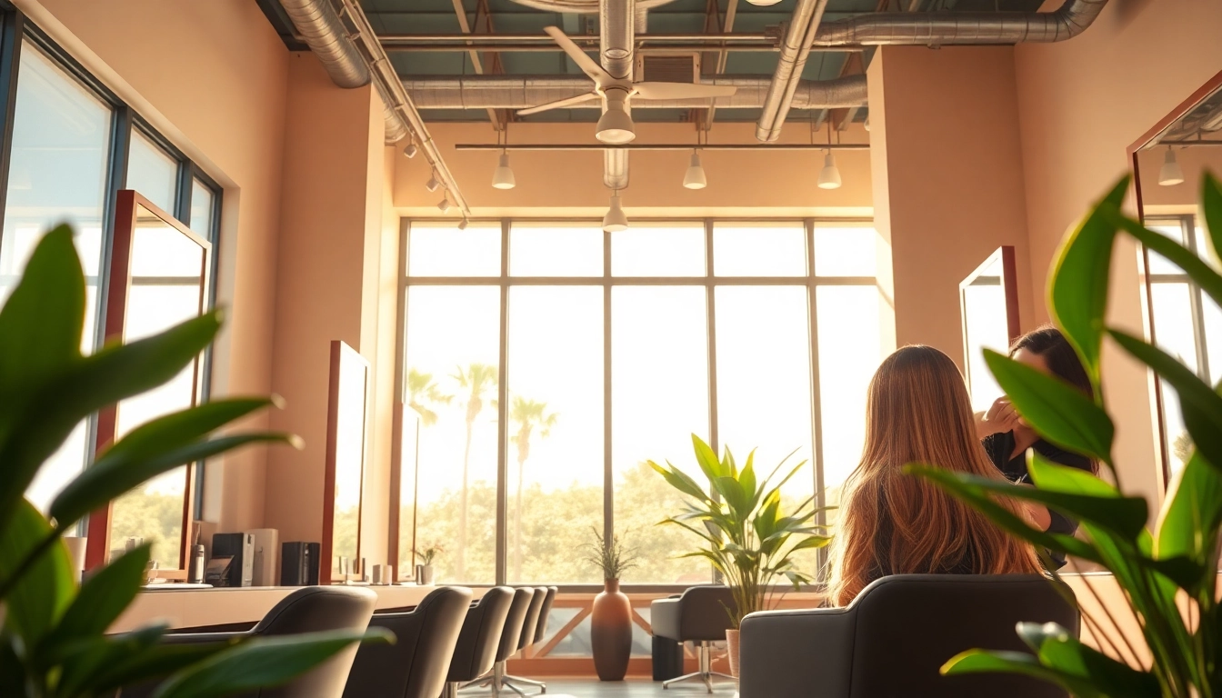 Stylish interior of hair salons in San Diego featuring vibrant highlights and eco-friendly atmosphere.