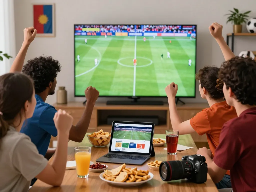 Cakhiatv football viewing party with fans enjoying live matches and engaging in discussions.