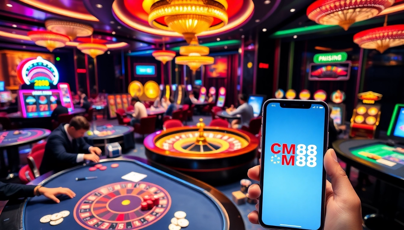 Players enjoying the CM88 online casino experience with vibrant game tables and modern technology.