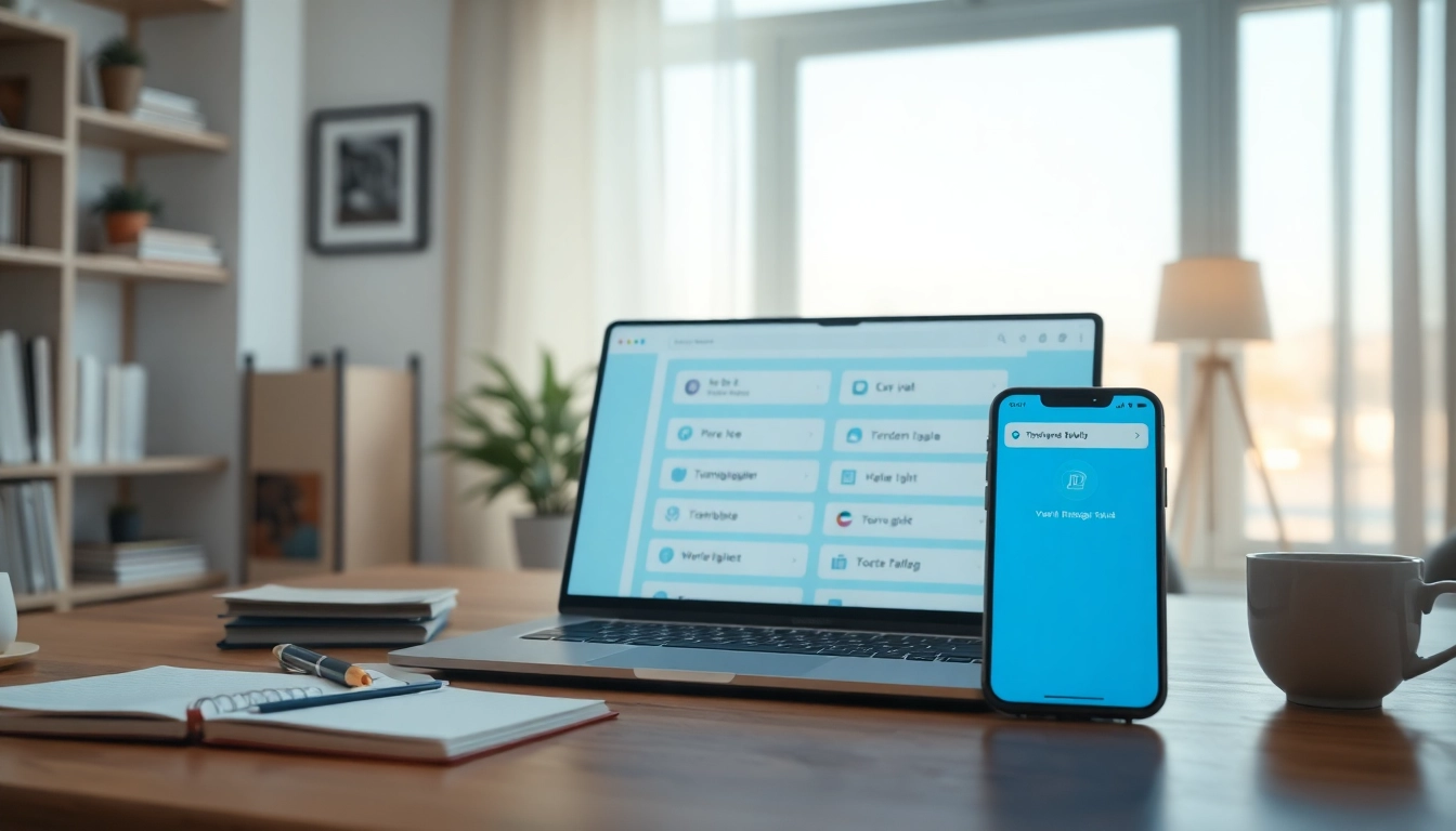 Showcasing the 有道翻译 app on modern devices in a cozy study.