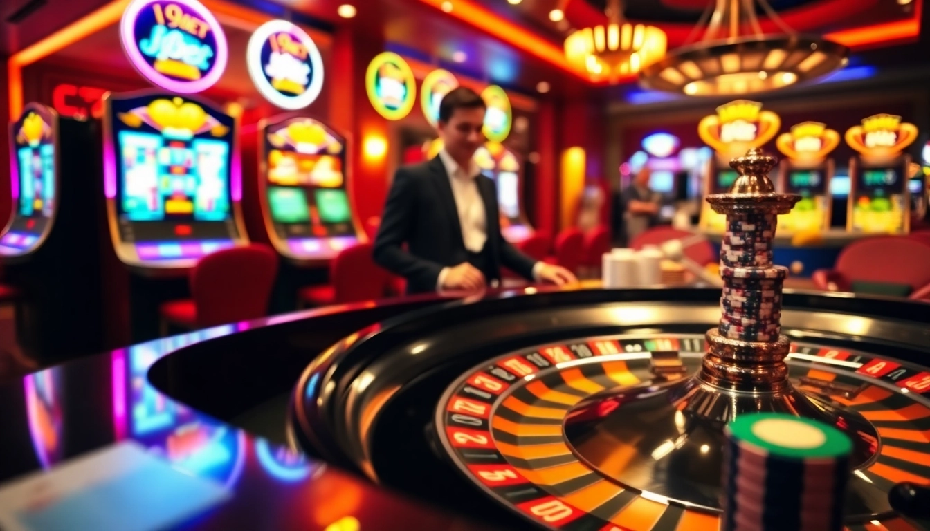 Winning big at i9bet casino with vibrant chips and roulette wheel in play.