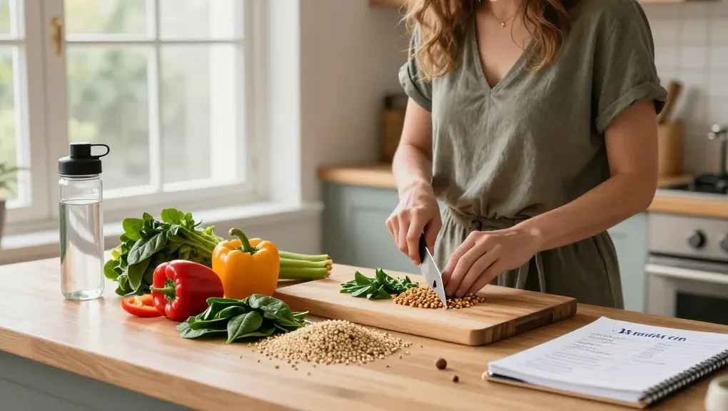 Healthy meal preparation scene featuring rokok88 lifestyle choices with fresh ingredients.