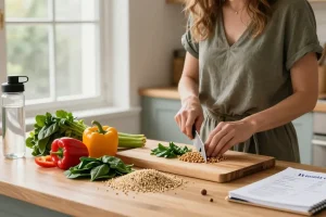 Healthy meal preparation scene featuring rokok88 lifestyle choices with fresh ingredients.